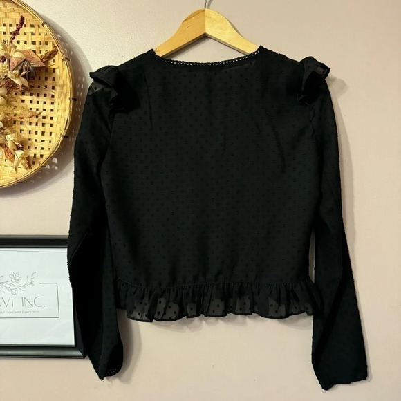 Zara Mesh Dotted Long Sleeved  Top Women Size XS - Picture 8 of 15